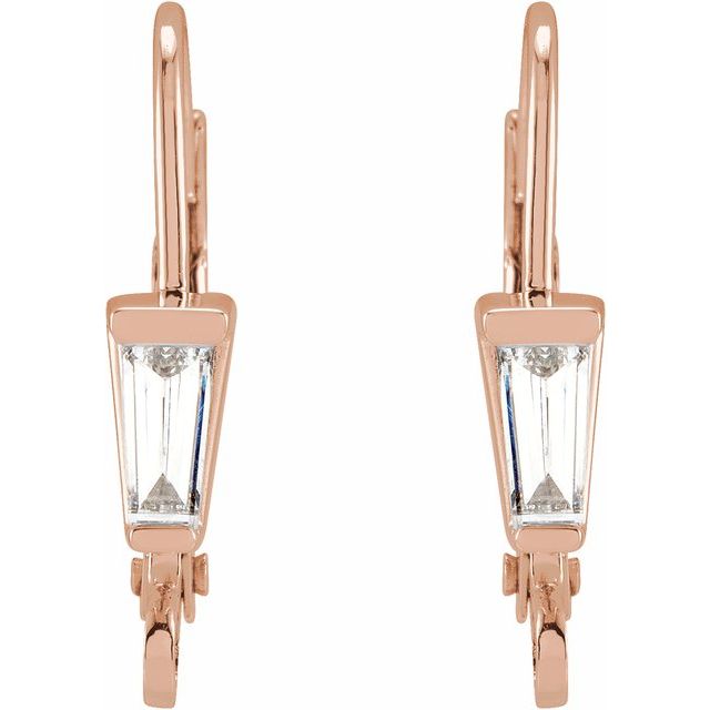 14K 1/10 CT Natural Diamond Lever Back Earring Top