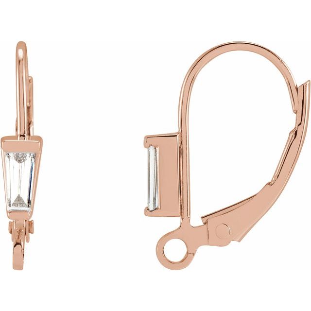 14K 1/10 CT Natural Diamond Lever Back Earring Top
