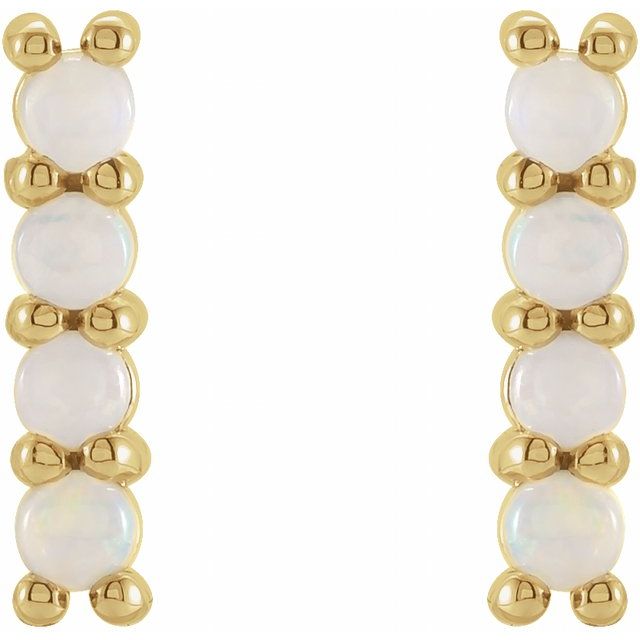 14K Natural Ethiopian Opal Bar Earrings