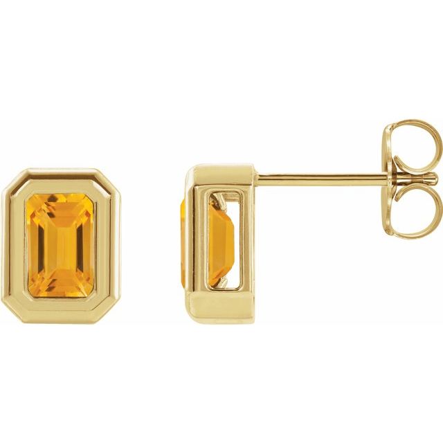 14K Natural Citrine Solitaire Earrings
