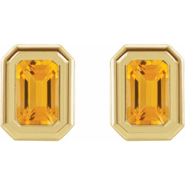 14K Natural Citrine Solitaire Earrings