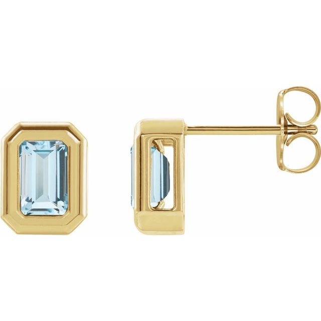 14K Natural Sky Blue Topaz Solitaire Earrings