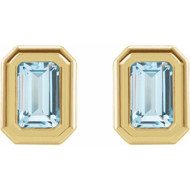 14K Natural Sky Blue Topaz Solitaire Earrings