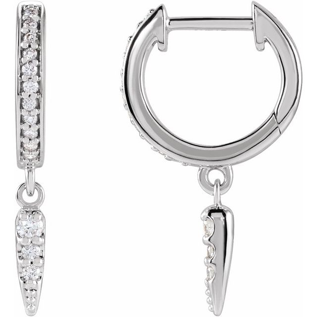 14K 1/5 CTW Natural Diamond Hinged Hoop Spike Earrings