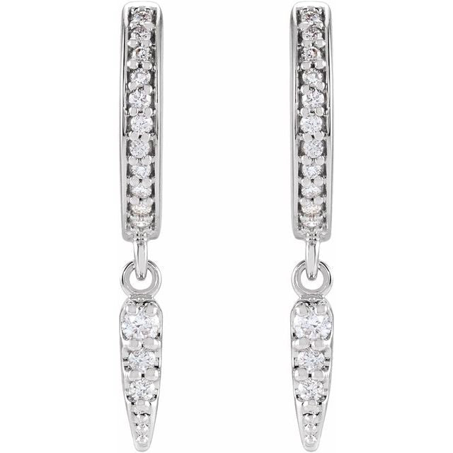 14K 1/5 CTW Natural Diamond Hinged Hoop Spike Earrings