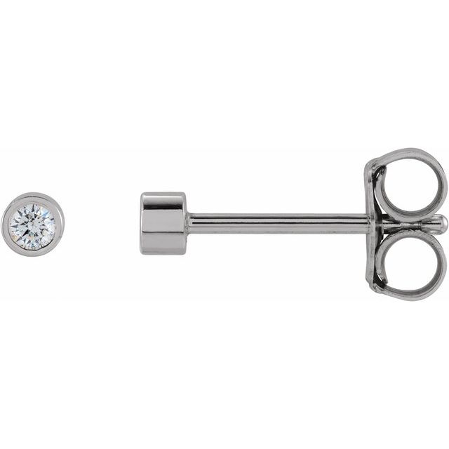 14K .025 CT Natural Diamond Micro Bezel Single Stud Earring