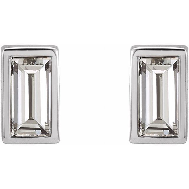 14K 1/8 CTW Natural Diamond Bezel-Set Earrings