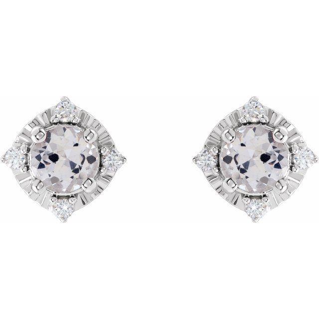 Sterling Silver Lab-Grown Sapphire & .08 CTW Natural Diamond Halo-Style Earrings