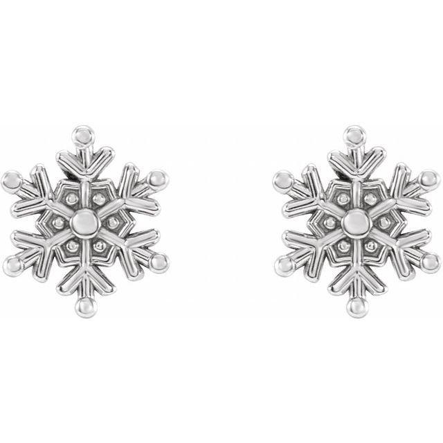 14K Snowflake Stud Earrings