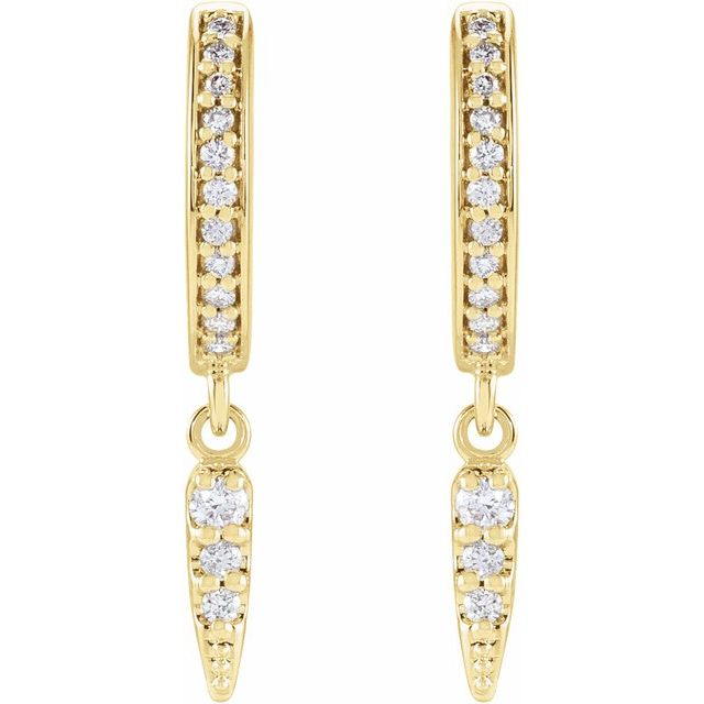 14K 1/5 CTW Natural Diamond Hinged Hoop Spike Earrings
