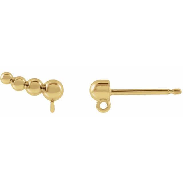 14K Beaded Left Ear Climber Top