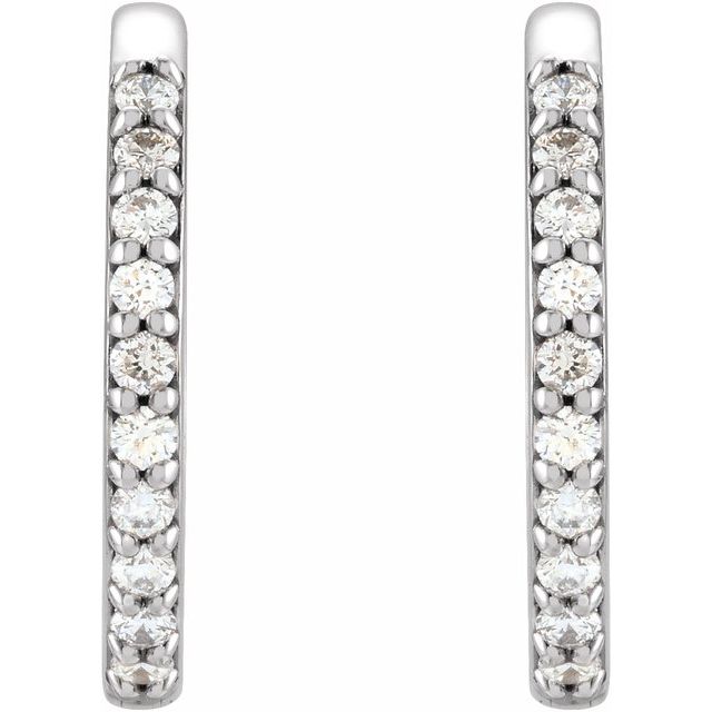 14K 1/6 CTW Natural Diamond Hinged Hoop Earrings