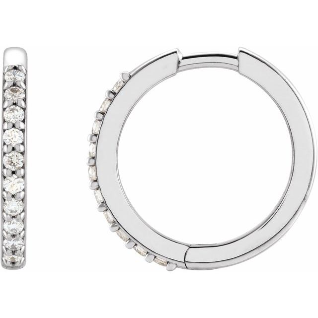 14K 1/6 CTW Natural Diamond Hinged Hoop Earrings