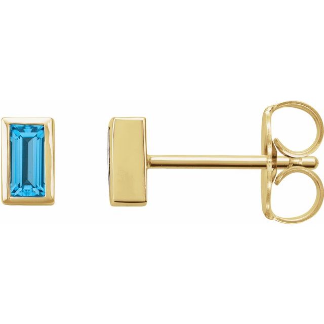 14K Natural Swiss Blue Topaz Bezel-Set Earrings
