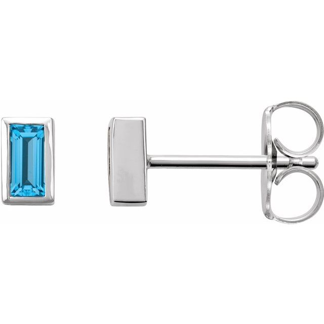 14K Swiss Blue Topaz Bezel-Set Earrings