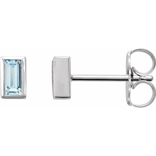 Sterling Silver Natural Sky Blue Topaz Bezel-Set Earrings