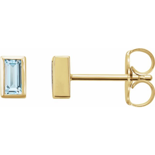 14K Natural Sky Blue Topaz Bezel-Set Earrings