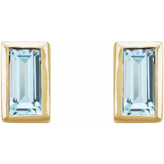 14K Natural Sky Blue Topaz Bezel-Set Earrings