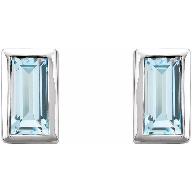 Sterling Silver Natural Sky Blue Topaz Bezel-Set Earrings