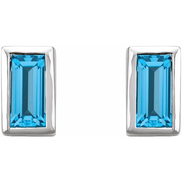 14K Swiss Blue Topaz Bezel-Set Earrings