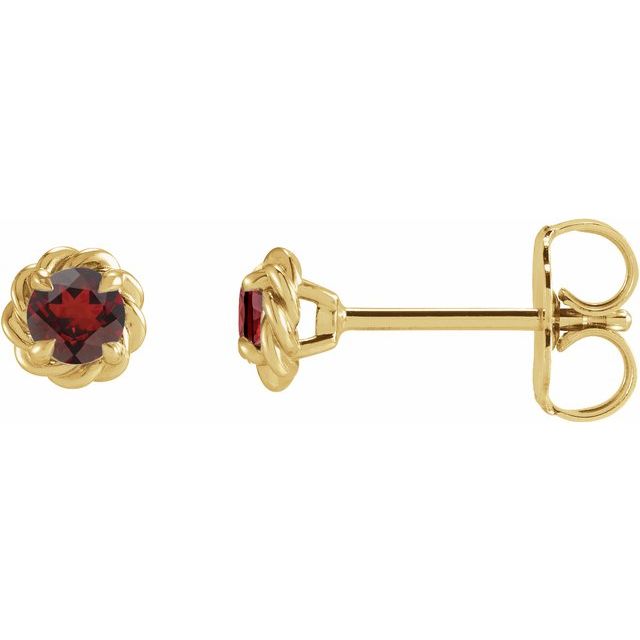 14K Natural Mozambique Garnet Claw-Prong Rope Earrings