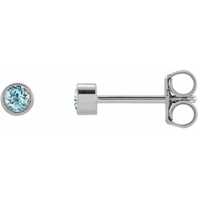 14K Round Natural Sky Blue Topaz Micro Bezel-Set Earrings