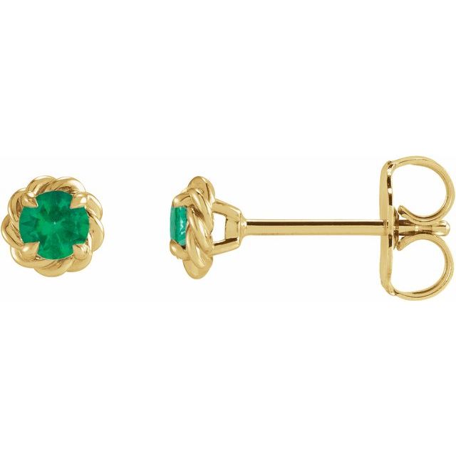 14K Lab-Grown Emerald Claw-Prong Rope Earrings