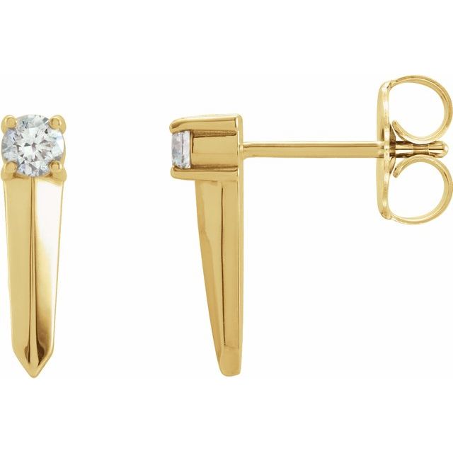 14K 1/6 CTW Natural Diamond Knife-Edge Bar Earrings