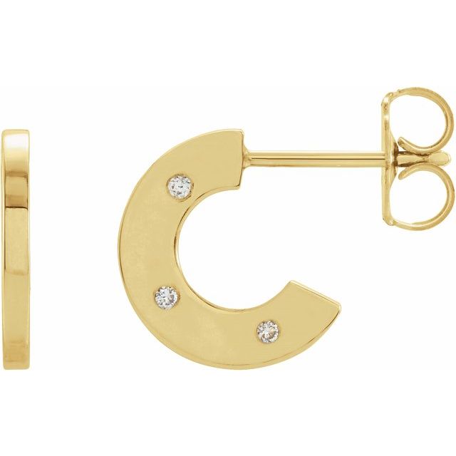 14K .025 CTW Natural Diamond Flat Hoop Earrings