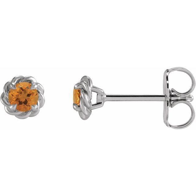 Sterling Silver Natural Citrine Claw-Prong Rope Earrings