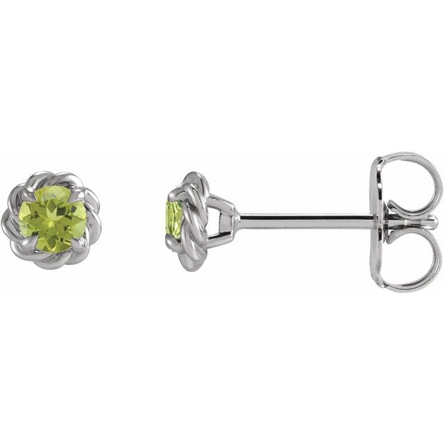 Sterling Silver Natural Peridot Claw-Prong Rope Earrings