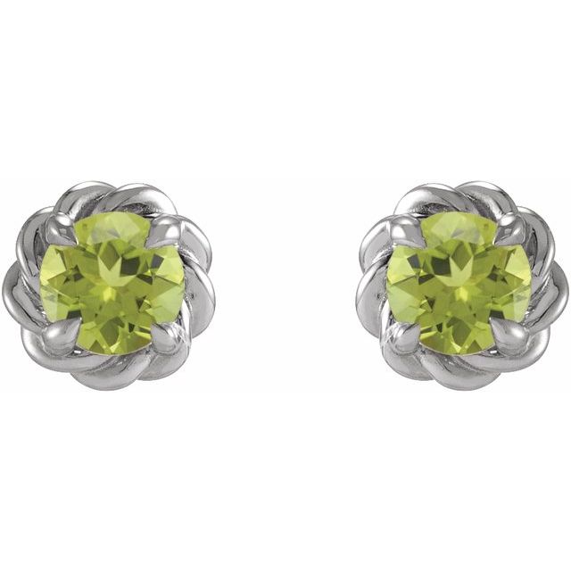 Sterling Silver Natural Peridot Claw-Prong Rope Earrings