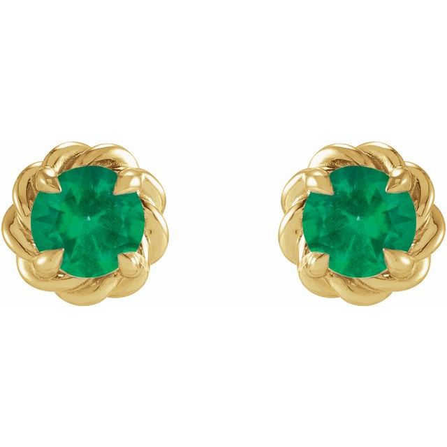 14K Lab-Grown Emerald Claw-Prong Rope Earrings