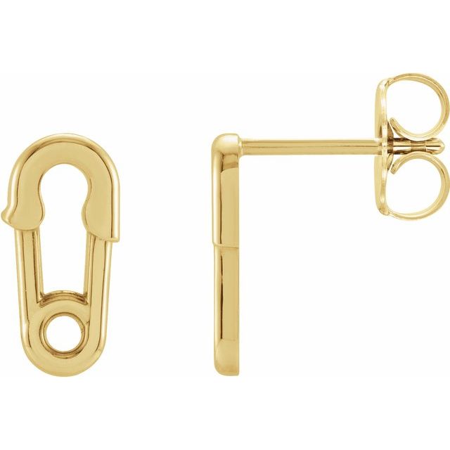 14K Safety Pin Earrings