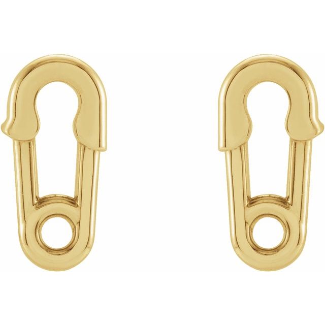 14K Safety Pin Earrings
