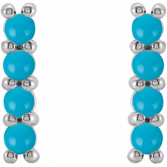 14K Natural Turquoise Bar Earrings