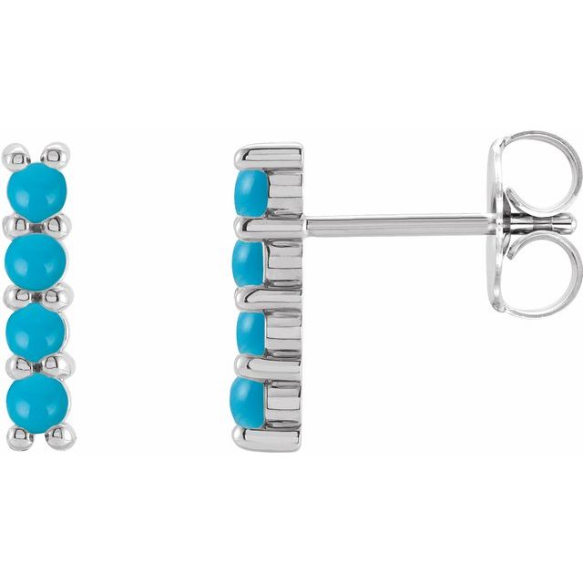 14K Natural Turquoise Bar Earrings