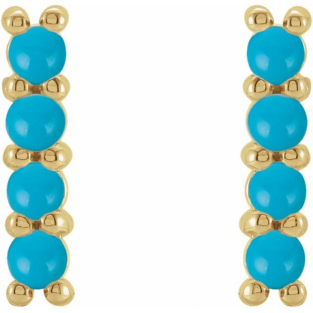 14K Natural Turquoise Bar Earrings