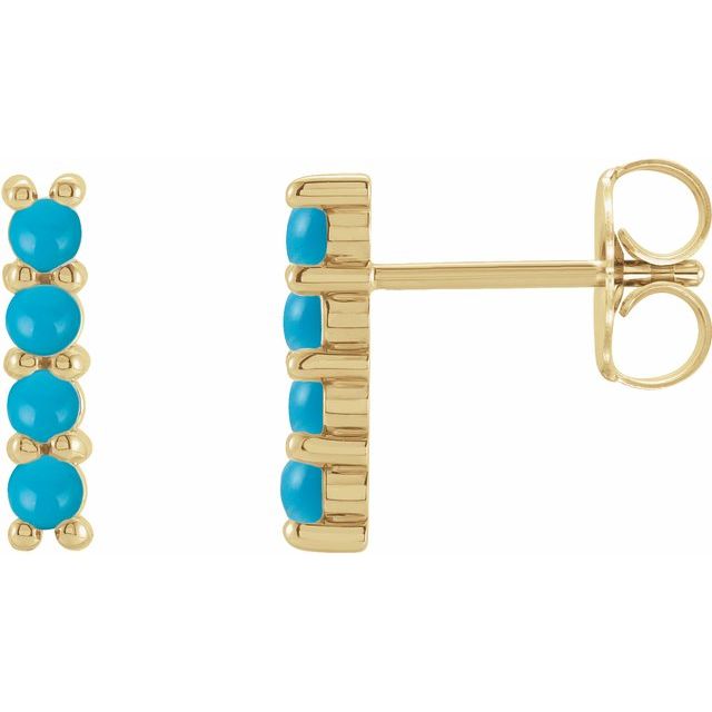 14K Natural Turquoise Bar Earrings
