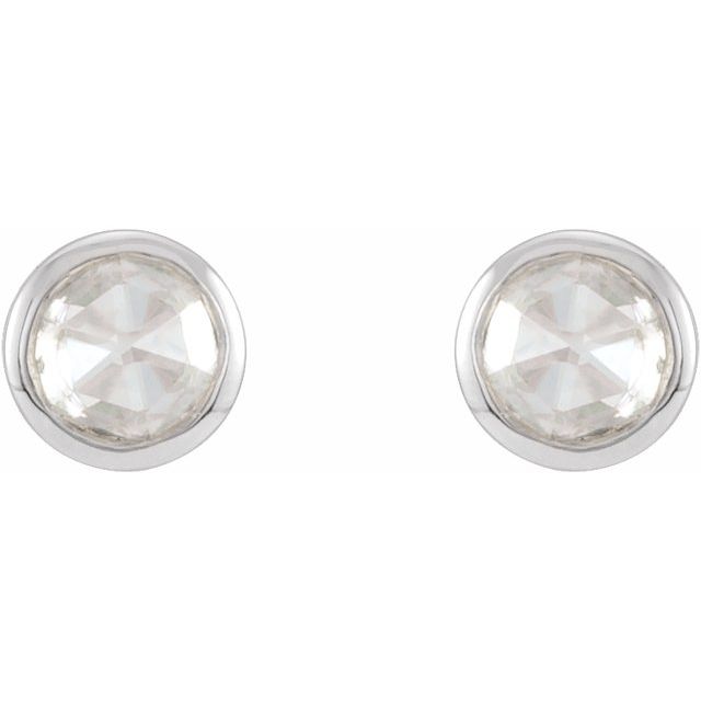 14K 1/8 CTW -Cut Natural Diamond Bezel-Set Earrings