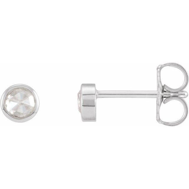 14K 1/8 CTW -Cut Natural Diamond Bezel-Set Earrings
