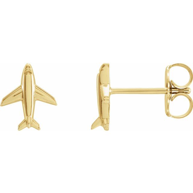 14K Airplane Earrings