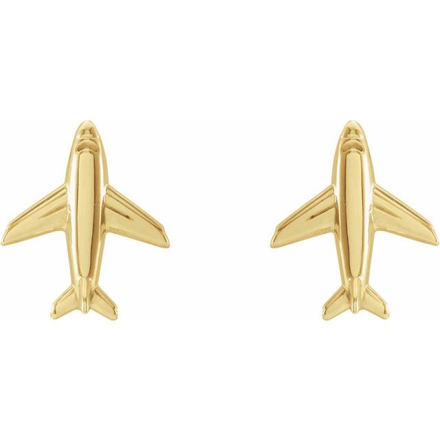 14K Airplane Earrings