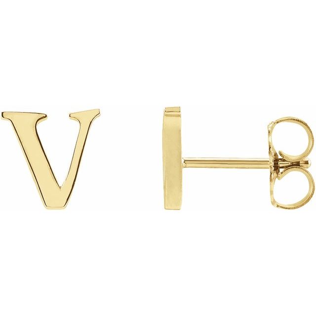14K Single Roman Numeral V Earring