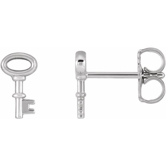 14K Petite Key Earrings