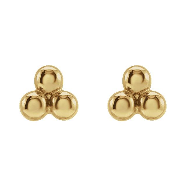 14K 3 Beads Stud Earrings