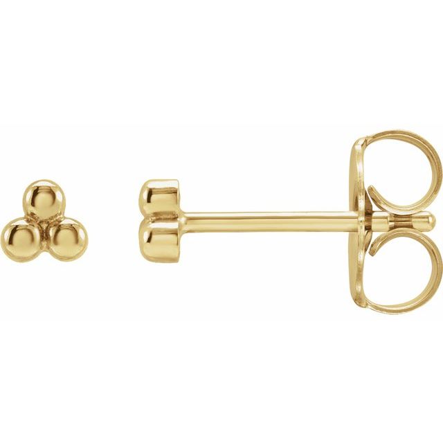 14K 3 Beads Stud Earrings
