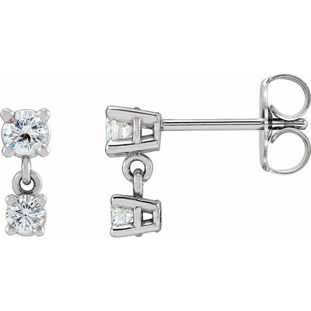 14K 1/3 CTW Natural Diamond Two-Stone Earrings