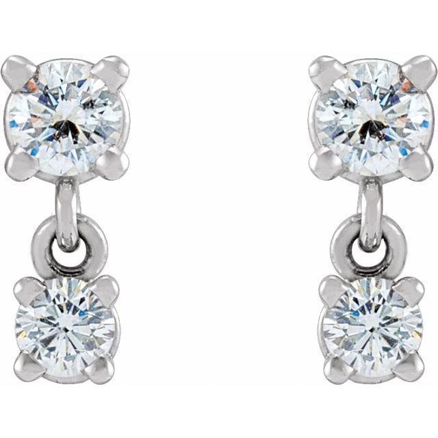 14K 1/3 CTW Natural Diamond Two-Stone Earrings