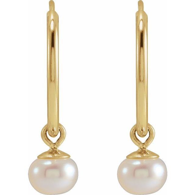 14K Cultured Freshwater Pearl Endless Hoop Earrings